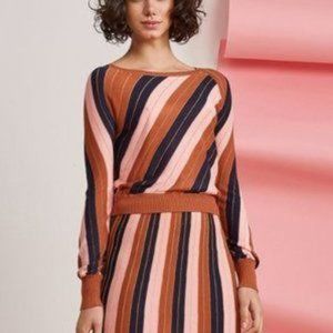 Foxiedox Nina Striped Retro Lightweight Long Sleeve Sweater